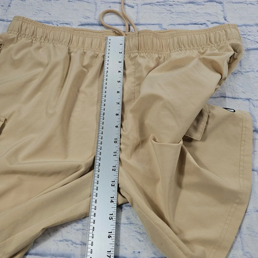 Champion Cargo Shorts Men XXL Tan Elastic Drawstring Athletic Utility Pockets